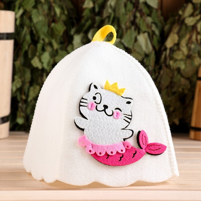 Шапка для бани с аппликацией Шапка для бани с аппликацией "Ариэль"