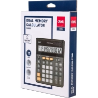 Калькулятор настольный ПОЛНОРАЗМ. Deli EM888, 12-р,дв.пит, 202х159мм,черн