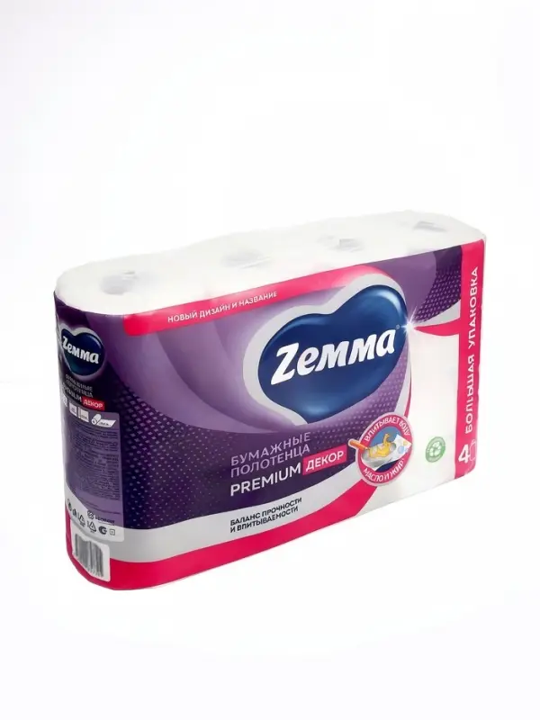 Полотенца бумажные ZEMMA Premium Декор 2сл 4 рул