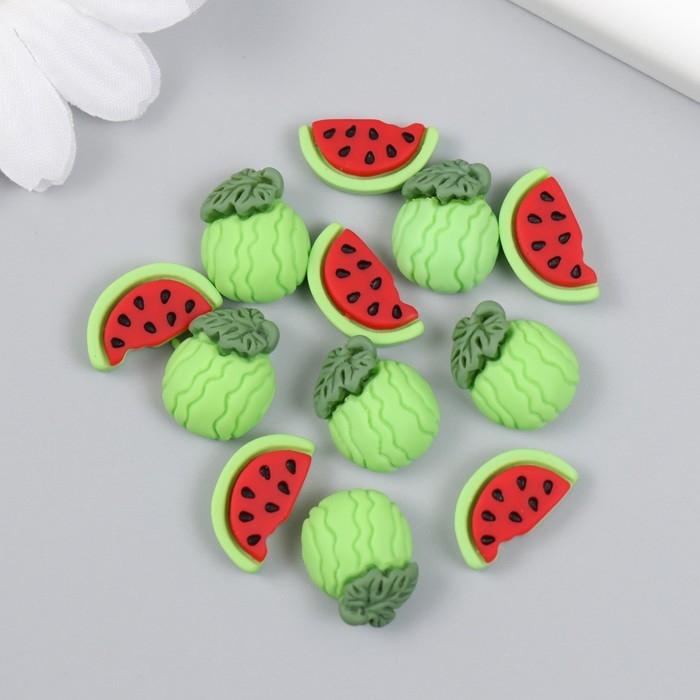 Декор для творчества пластик Декор для творчества пластик "Арбузный микс" набор 12 шт 1,5х1,2 см