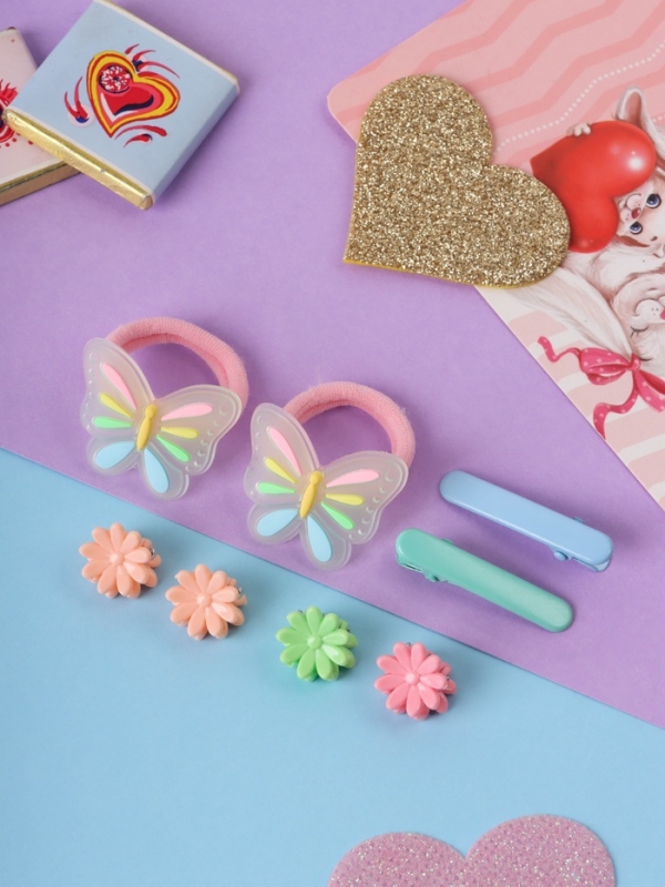 Набор для волос Набор для волос "Крошечка" (2 резинки, 2 зажима, 4 крабика) бабочка яркая