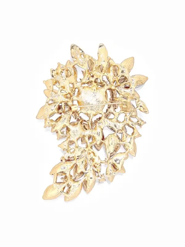 Брошь &laquo;Императрица&raquo;, сердце цветущее, красная в золоте