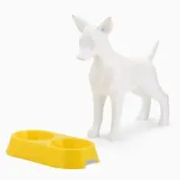 Миска двойная, 2&times;380 мл, 29.5&times;16.5&times;5 см, пластик, жёлтая перламутровая