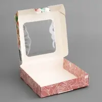 Коробка подарочная сборная с окном, упаковка, «С любовью», 13×13×3 см