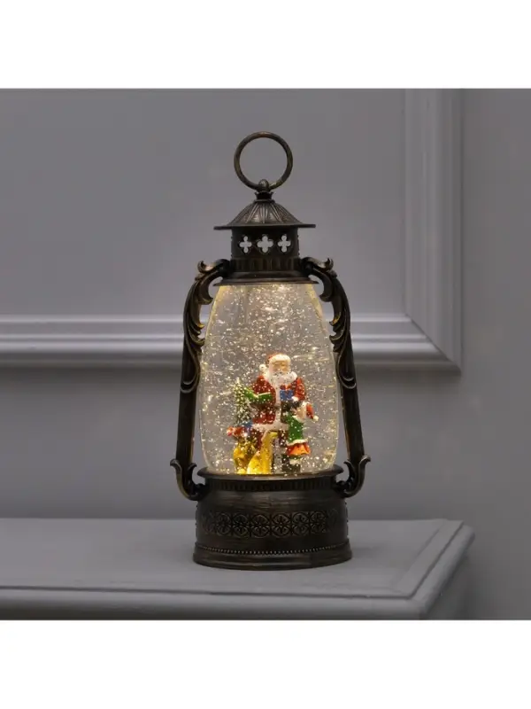 Светодиодная фигура &laquo;Фонарь с Дедом Морозом&raquo; 15&times;30&times;12.5 см, пластик, от батареек ААх3, USB, свечение тёплое белое