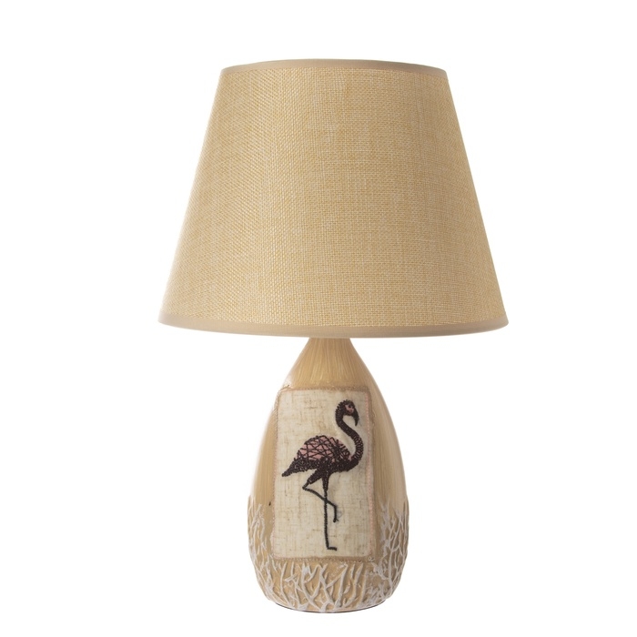 Настольная лампа с абажуром RISALUX «Фламинго», Е14, 40 Вт, бежевый, 25×25×39 см