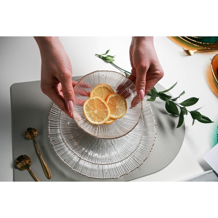 Тарелка стеклянная «Фейерверк», d=21,5 см, цвет прозрачный