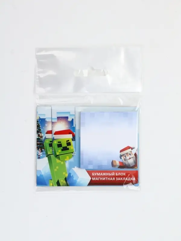 Магнитная закладка и блок бумаг 30 л "Пиксели"