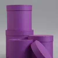 Набор шляпных коробок  4 в 1 "Светлая сирень" 18 &times; 18 ‒14 &times; 14 см