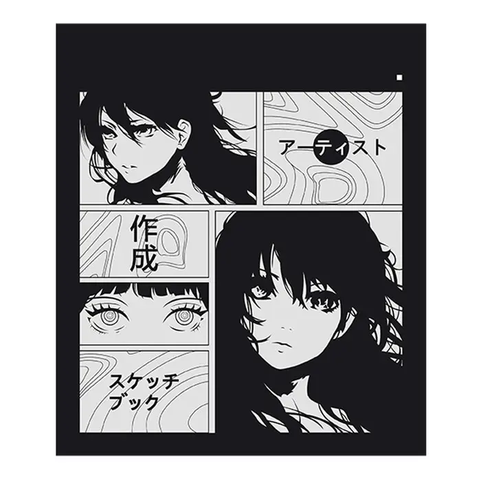 Тетрадь 48 листов в клетку Calligrata TOP &laquo;Аниме ч/б&raquo;, обложка мелованный картон, ТВИН-лак, блок офсет, белизна 95%, МИКС