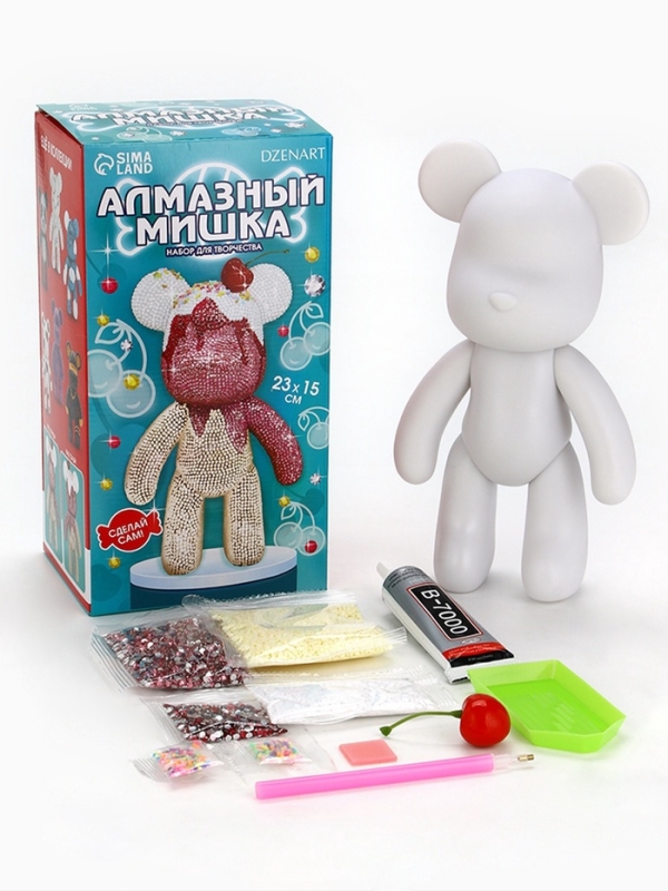 Алмазная мозаика на фигурке с полным заполнением «Медведь», пироженка Алмазная мозаика на фигурке с полным заполнением «Медведь», пироженка