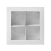 Коробка для 4 конфеты, с окном, целлюлоза белая,12.5&times;12.5&times;3.5 см