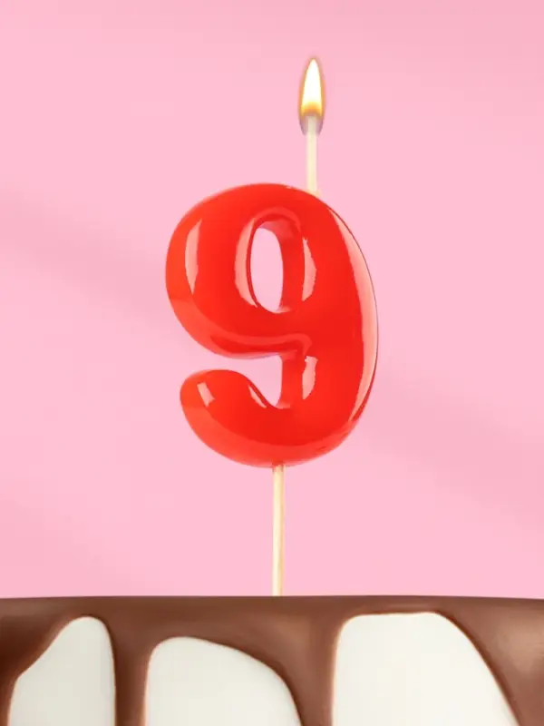 Свеча в торт «Красная», цифра 9 Свеча в торт «Красная», цифра 9