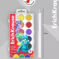 Акварель 18 цветов, ErichKrause Jolly Friends, без кисти, пластиковая коробка, европодвес