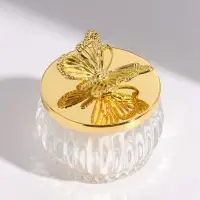 Шкатулка стеклянная &laquo;Золотая бабочка&raquo;, 7.5&times;7.5&times;6.7 см