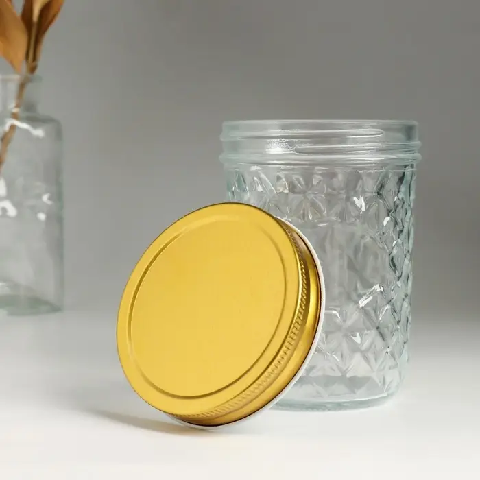 Банка для свечей стеклянная с крышкой &laquo;Ромбы&raquo; прозрачная 500 мл 8.5&times;8.5&times;12 см