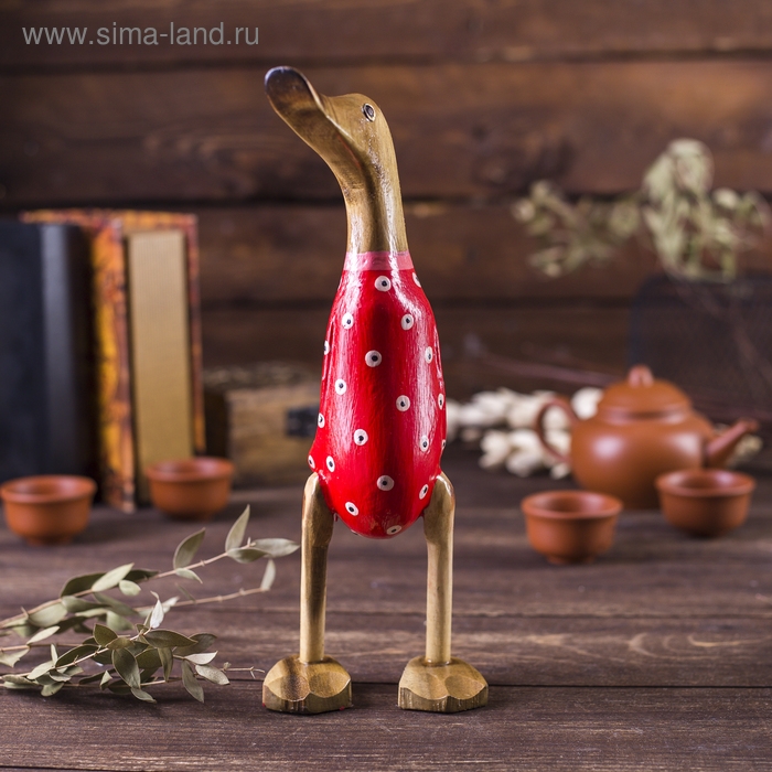 Сувенир дерево Сувенир дерево "Утка красный костюмчик в точку" 13х12х23 см