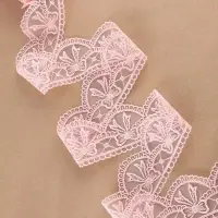 Кружево на сетке, 55 мм, 11&plusmn;1 м, нежно-розовое