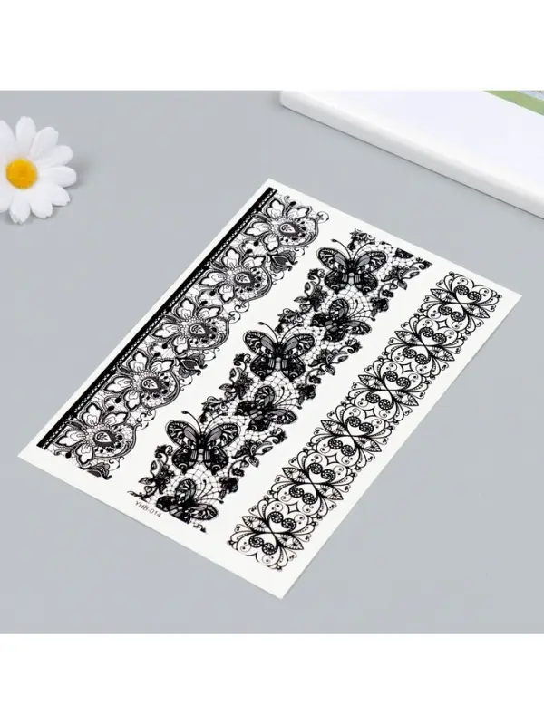 Переводные тату на тело чёрные «Ажурные ленты», 21×14.8 см