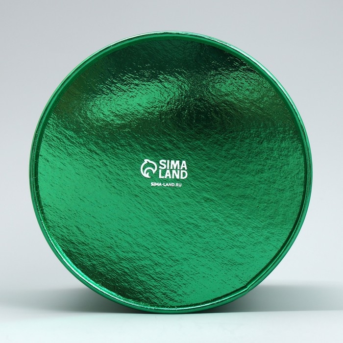 Набор коробок 2в1 круглые «С Новым годом», зелёный металлик, 12 х 12, 15 х 15 см, Новый год