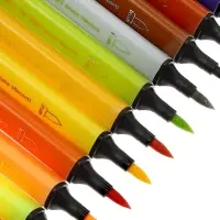 Фломастеры-кисточки 24 BRIGHT, COLORS, двусторонние, в пластиковом пенале