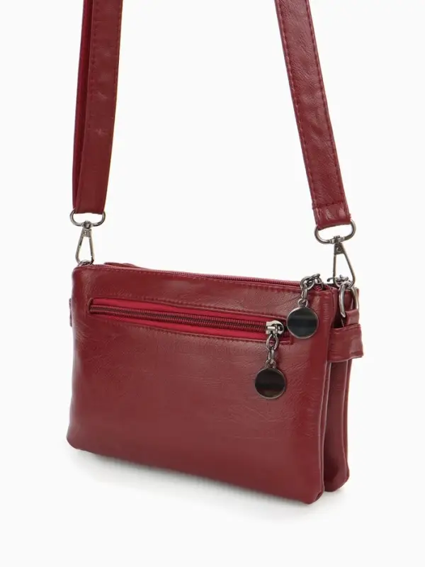 Сумка женская кросс-боди на молнии, 20.5&times;2&times;13 см, бордовая