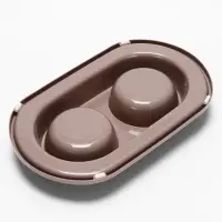 Миска двойная для животных &laquo;Мур-мяу&raquo;, 300 мл, на подставке, пластик, бежевая