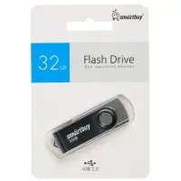 Флешка Smartbuy Twist, 32 Гб, USB 2.0, чтение до 25 Мб/с, запись до 15 Мб/с, чёрная