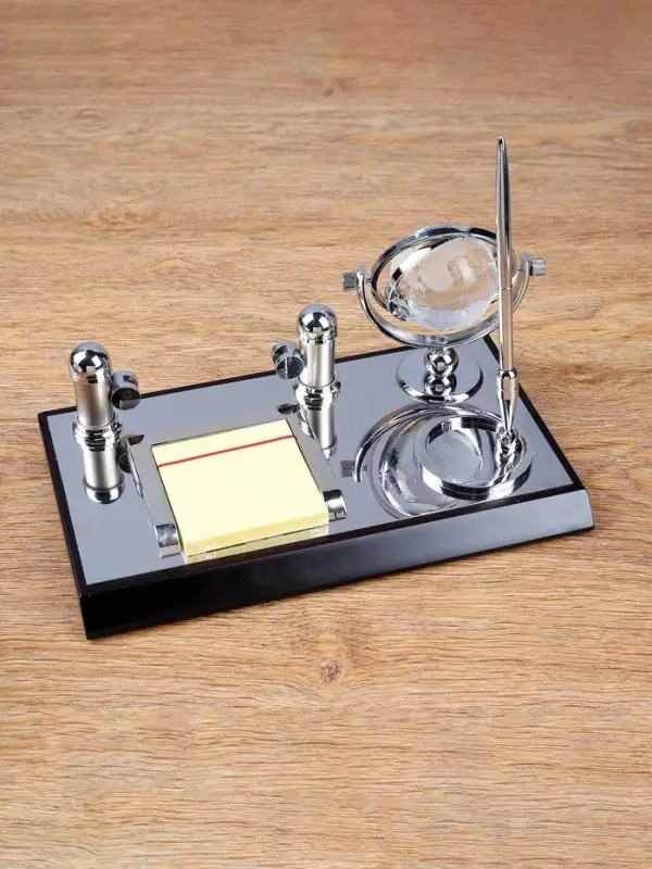 Набор настольный, органайзер 4 в 1 с визитницей, черное дерево