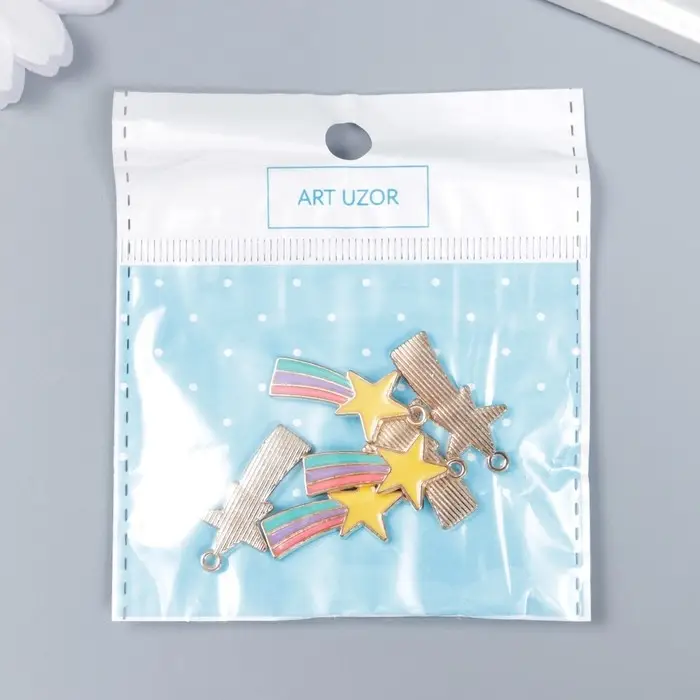 Металлический элемент, декоративная подвеска «Арт Узор. Радужная комета», 2.7×1.3 см