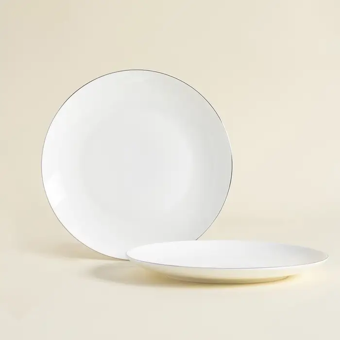 Тарелки SL Home &laquo;Каскарон&raquo;, d=20 см, набор 2 шт., костяной фарфор, белые