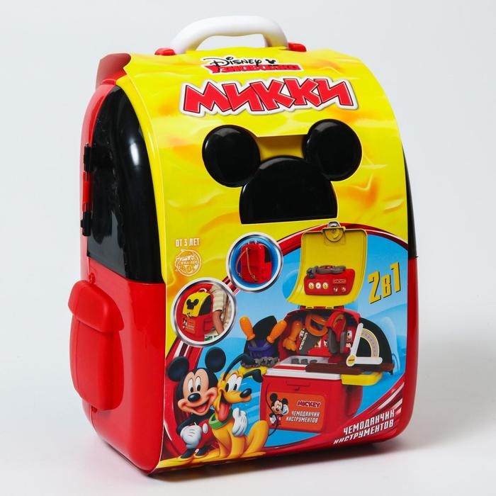 Набор строителя с инструментами игровой «Чемоданчик» рюкзак с инструментами, Микки Маус Набор строителя с инструментами игровой «Чемоданчик» рюкзак с инструментами, Микки Маус