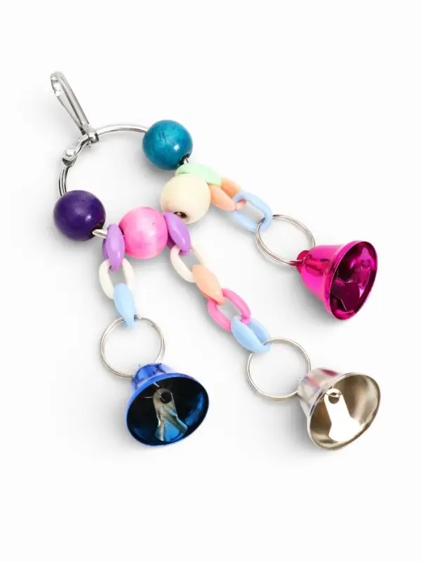 Игрушка для птиц "Кольцо" с колокольчиками, 13,5 х 5 см, микс цветов