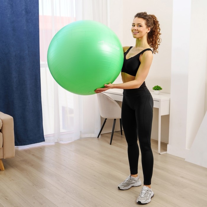 Фитбол ONLYTOP, d=85 см, 1400 г, антивзрыв, цвет зелёный Фитбол ONLYTOP, d=85 см, 1400 г, антивзрыв, цвет зелёный