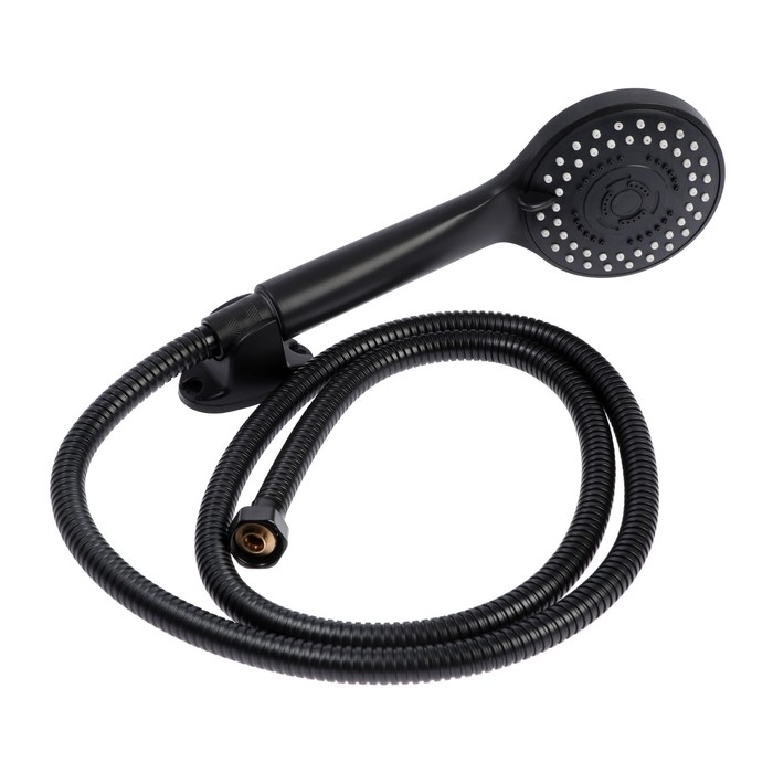 Набор для душа ZEIN Z0106, шланг 150 см, гайки металл, держатель, лейка 5 режимов, черный Набор для душа ZEIN Z0106, шланг 150 см, гайки металл, держатель, лейка 5 режимов, черный