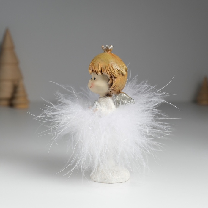 Сувенир полистоун "Ангелочек в белом пуховом платье с короткими волосами" МИКС 6х6х11 см