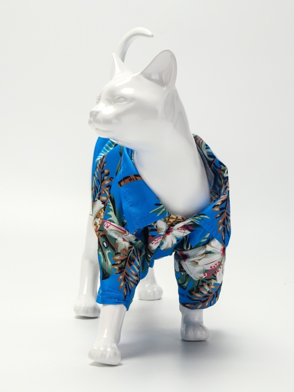 Рубашка для собак  Рубашка для собак "Тропики", L (ДС 28, ОГ 36, ОШ 26 см),голубая