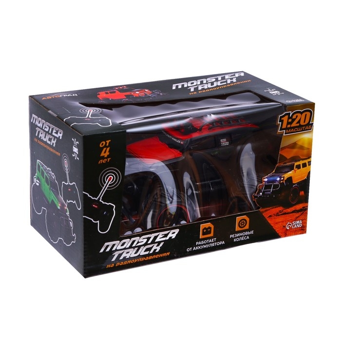 Джип радиоуправляемый «Монстр», 1:20, работает от аккумулятора, цвет чёрный Джип радиоуправляемый «Монстр», 1:20, работает от аккумулятора, цвет чёрный