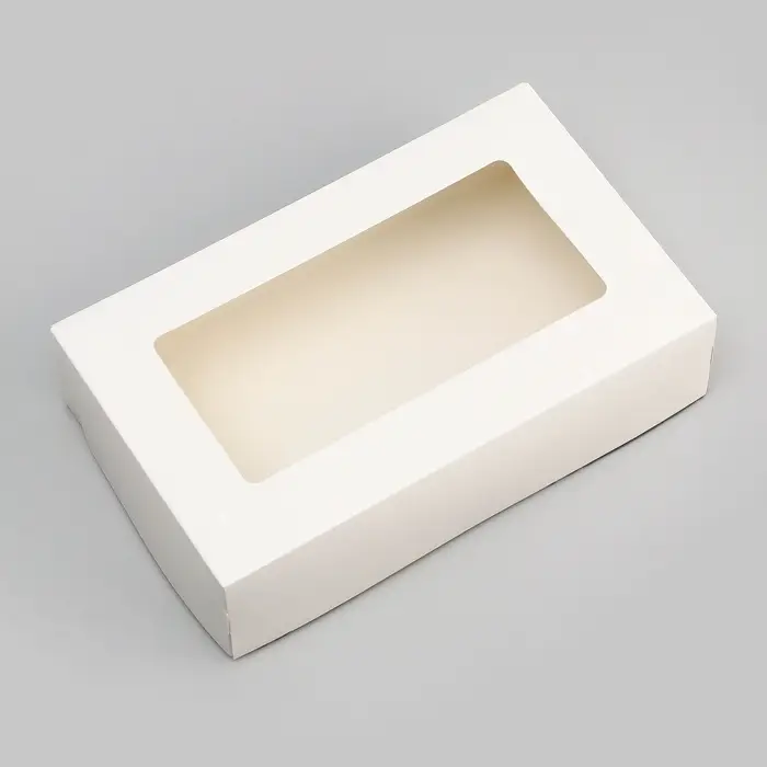 Упаковка для продуктов с окном, белая, 23×14×6 см, 1.9 л