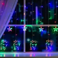 Гирлянда &laquo;Бахрома&raquo; 2.4&times;0.9 м с насадками &laquo;Олень&raquo;, IP20, прозрачная нить, 138 LED, свечение мульти, 8 режимов, 220 В