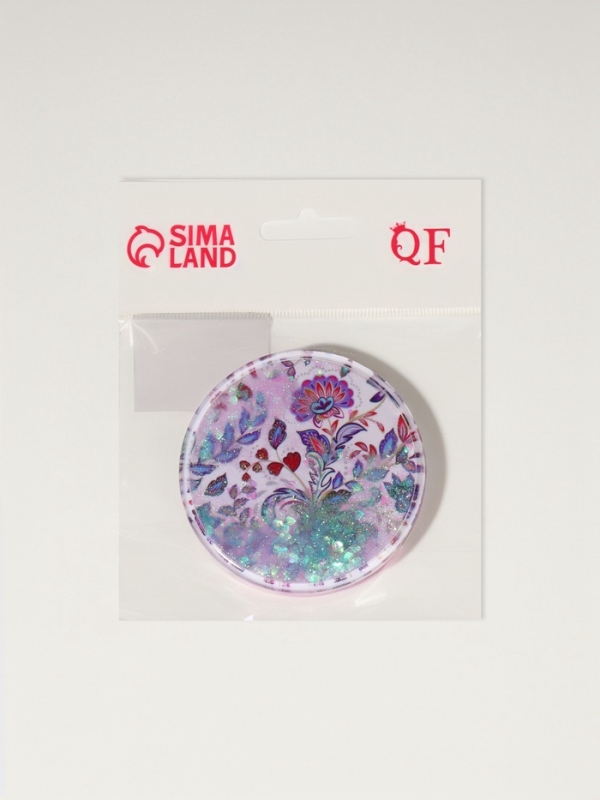 Зеркало складное «Цветы», d = 7,2 см, с увеличением, цвет сиреневый/фиолетовый