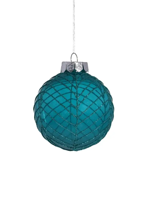Ёлочные игрушки &laquo;Аустен&raquo;, шары новогодние, d=8 см, 4 шт., паутинка, бирюзовый