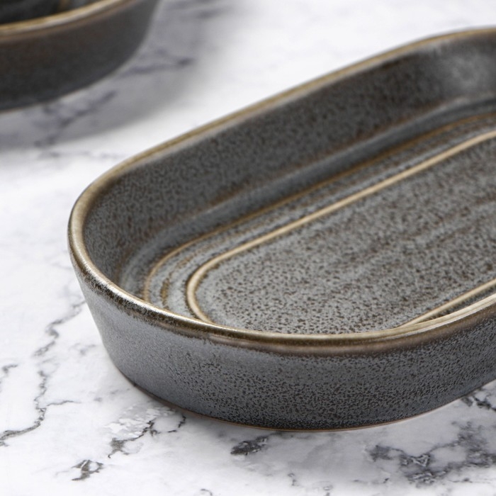 Блюдо фарфоровое овальное Magistro Urban, 260 мл, 18&times;9,8&times;2,5 см, цвет серый