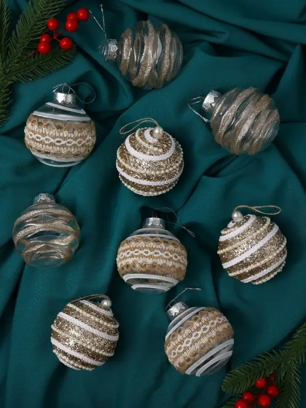 Набор шаров пластик d-8 см, 9 шт Набор шаров пластик d-8 см, 9 шт "Орсон" изысканность