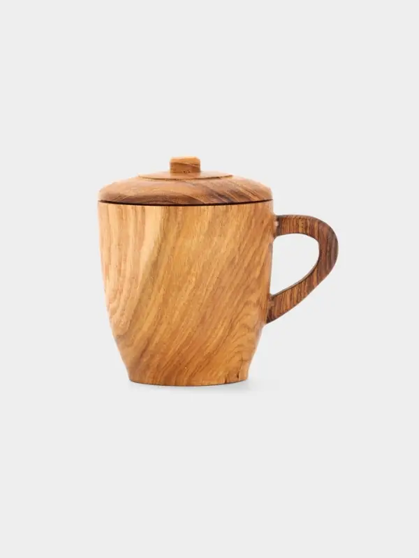 Кружка с крышкой, 11&times;8.5&times;10.5 см, тиковое дерево