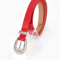 Ремень жен, 02-01-02-01, 1,5*0,3*110 см, без винта, пряжка серебро, 1 прокол, красный