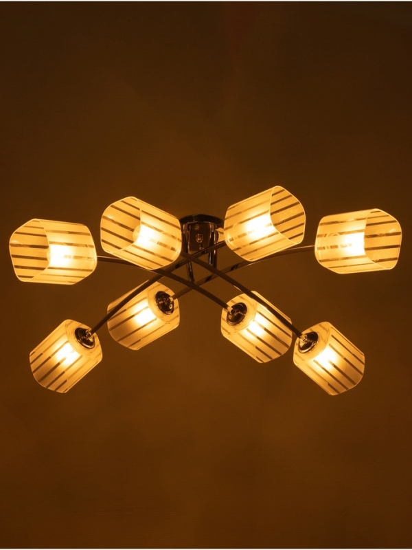 Люстра 6591182/8 E27 40Вт хром 90х90х21 см BayerLux Люстра 6591182/8 E27 40Вт хром 90х90х21 см BayerLux