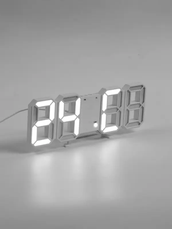Часы - будильник электронные &laquo;Цифры&raquo;, настольные, настенные, на подвесе, 9&times;3&times;23 см, белая индикация
