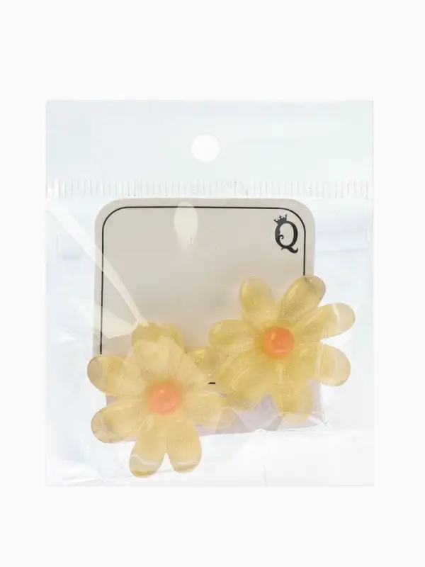 Серьги пластик &laquo;Цветочек летний&raquo;, с блёсткой, жёлтые