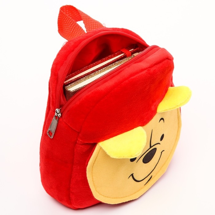 Рюкзак плюшевый «Мишка», на молнии, с карманом, 19×22 см, Медвежонок Винни и его друзья